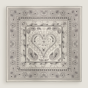 2025AW エルメス カシシル140 シュヴァルドゥクールバンダナ 白黒